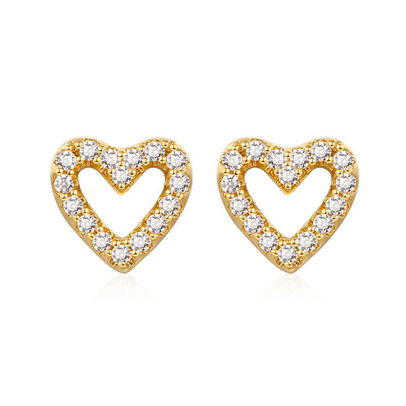 Gnoce Diamond Heart Stud Earrings