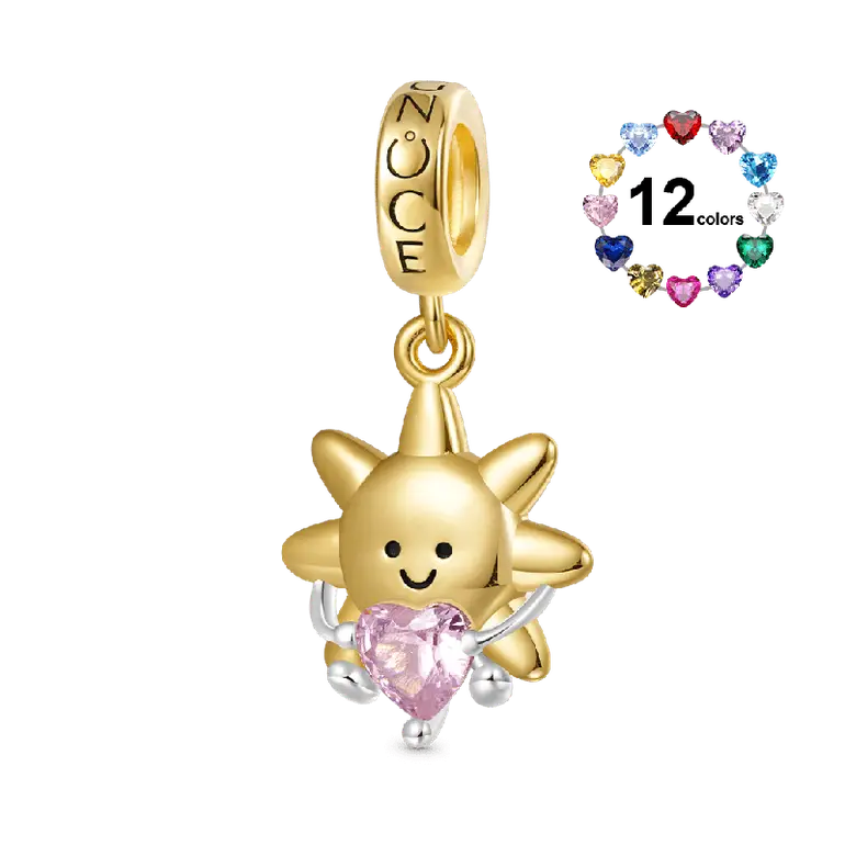 Gnoce Smiling Sun Embraces Love Pendant Dangle Charm