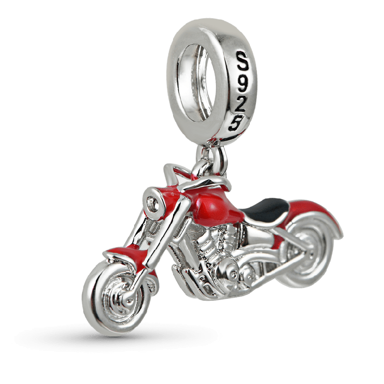 Motorcycle Pendant Dangle Charm Sterling Silver
