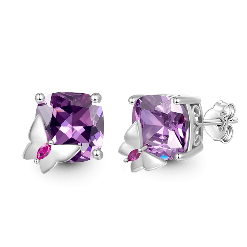 Gnoce Purple Butterfly Stud Earrings