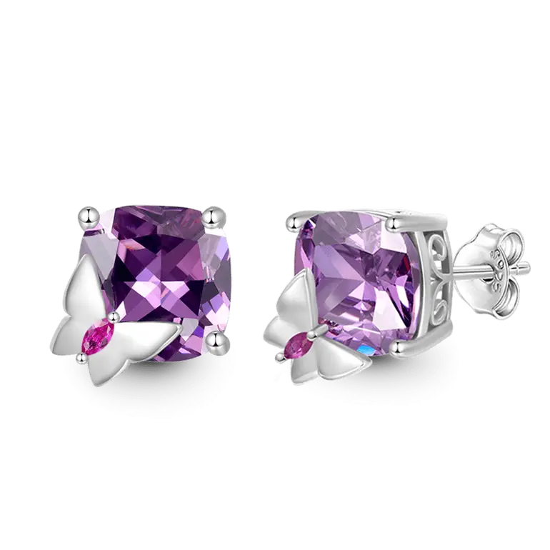 Gnoce Purple Butterfly Stud Earrings
