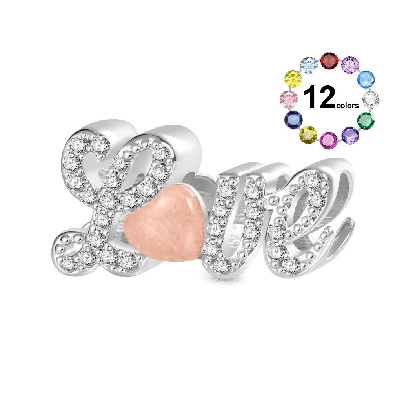 Gnoce Valentine's Day Glow-in-the-Dark Love Birthstone Charm