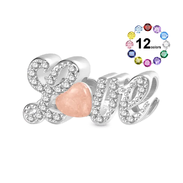 Gnoce Valentine's Day Glow-in-the-Dark Love Birthstone Charm
