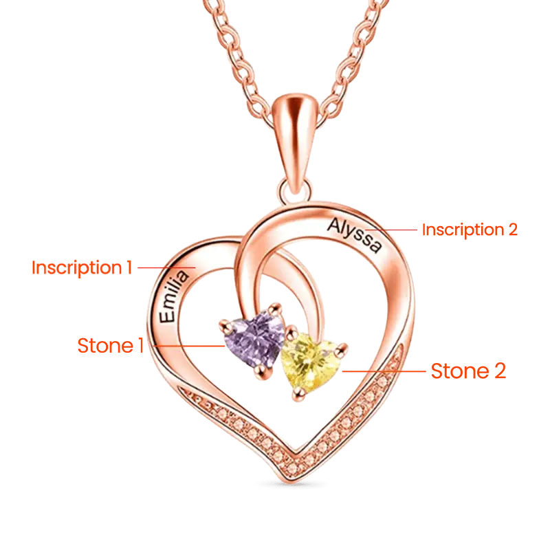 Gnoce Smart Heart Engravable Birthstone Necklaces