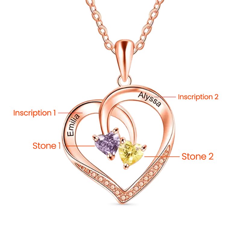Gnoce Smart Heart Engravable Birthstone Necklaces