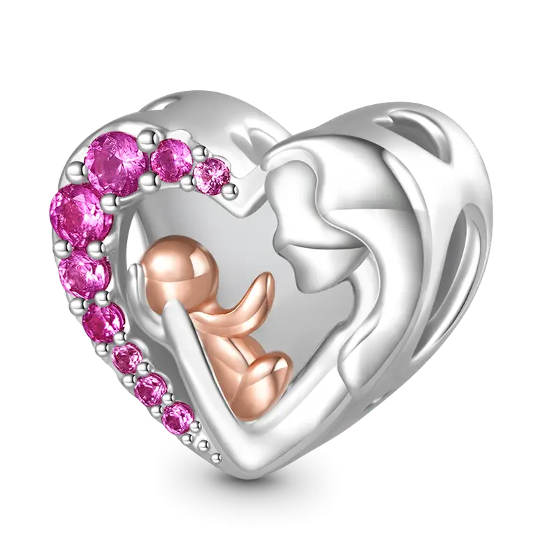 Gnoce Mom Hugs Baby Birthstone Engravable Charm