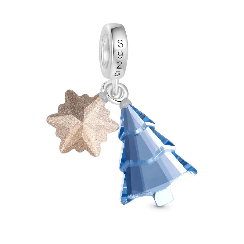 Gnoce Light Blue Christmas Tree & Snowflake Pendant Dangle Charm