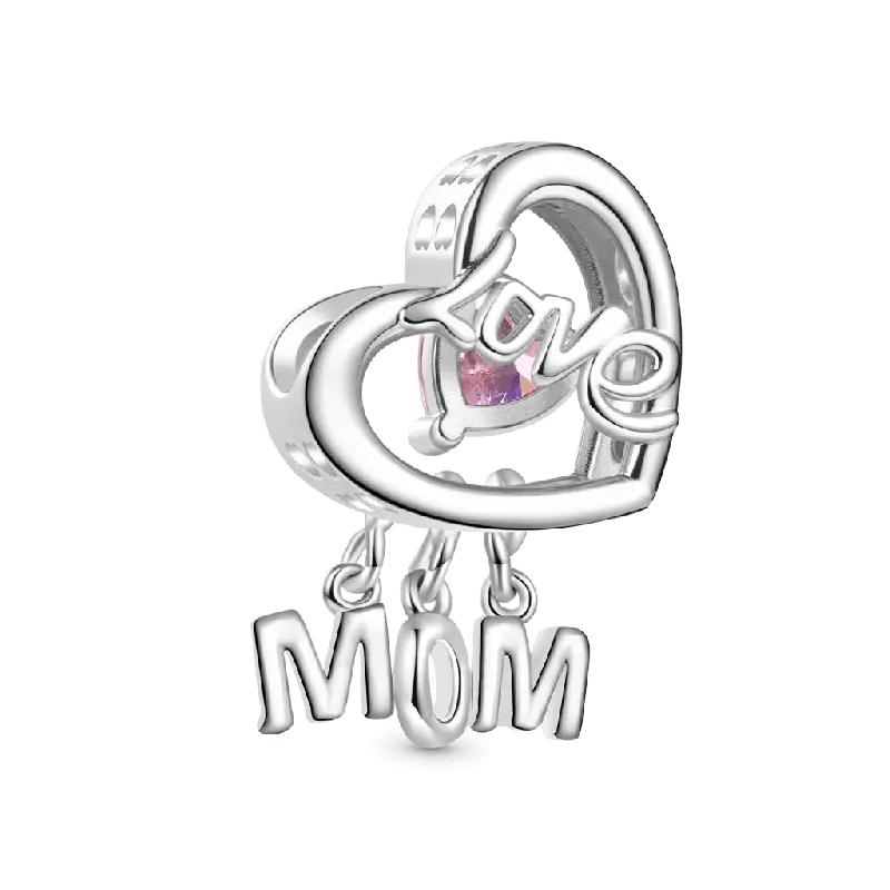 Gnoce Mother's Day Love Heart Birthstone Charm