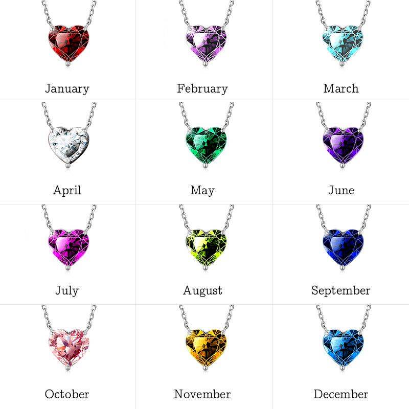 Gnoce Birthstone Heart Necklaces
