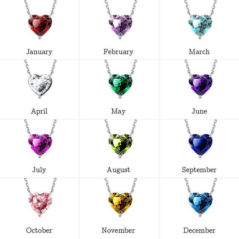 Gnoce Birthstone Heart Necklaces