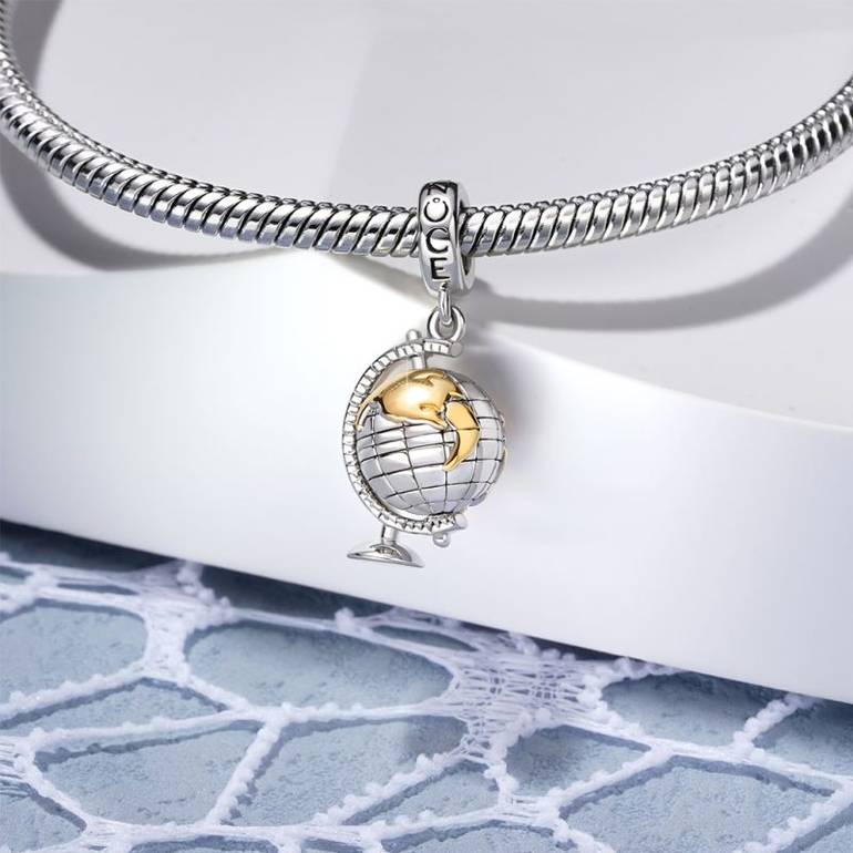 Gnoce Spinning World Globe Pendant Dangle Charm