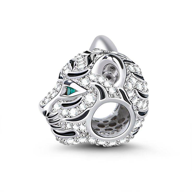 Royal Tiger Charm with Czs 925 Sterling Silver Chinese Zodiac Bead