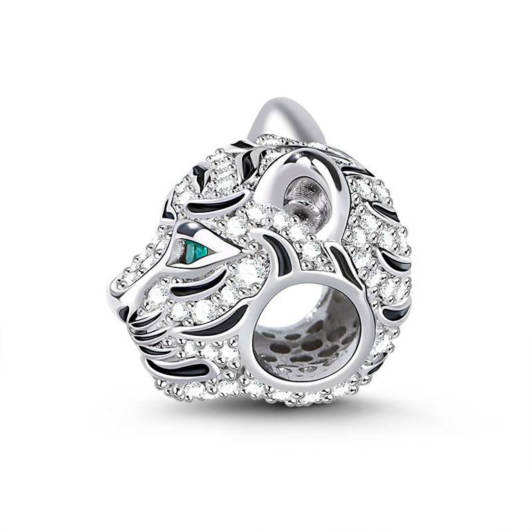 Royal Tiger Charm with Czs 925 Sterling Silver Chinese Zodiac Bead