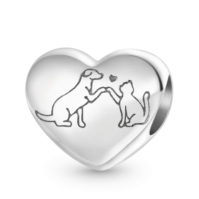 Gnoce Love Cat & Dog Heart Charm