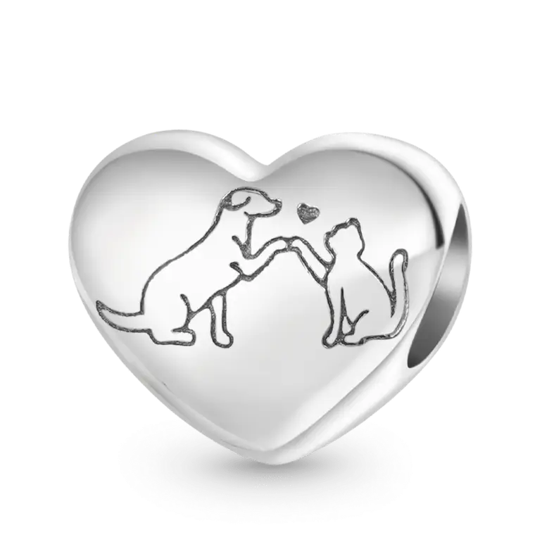 Gnoce Love Cat & Dog Heart Charm