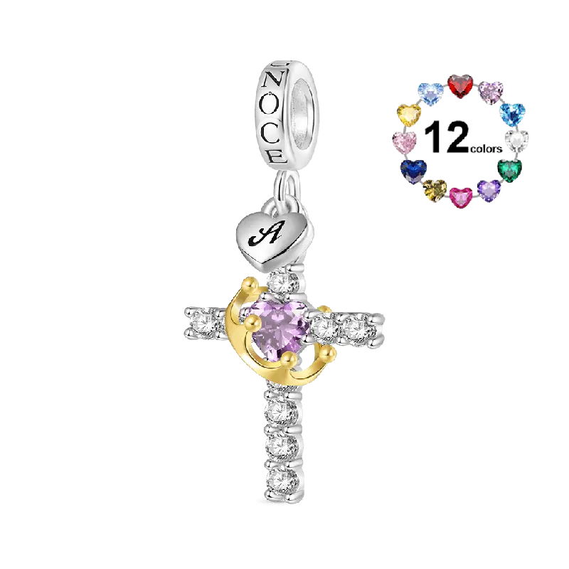Gnoce Gold Crown of Thorns Nail Cross Pendant Dangle Charm