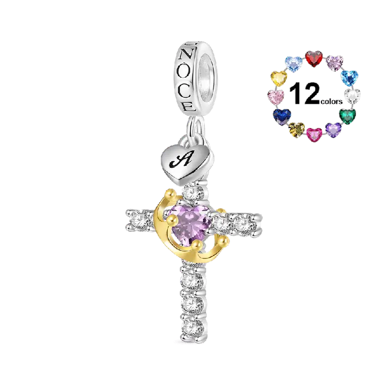 Gnoce Gold Crown of Thorns Nail Cross Pendant Dangle Charm