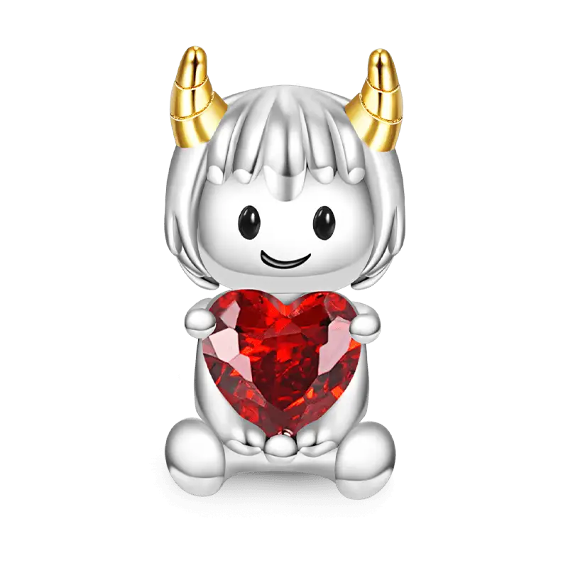 Gnoce Capricornus Zodiac Sign Embraces Heart Gem Charm