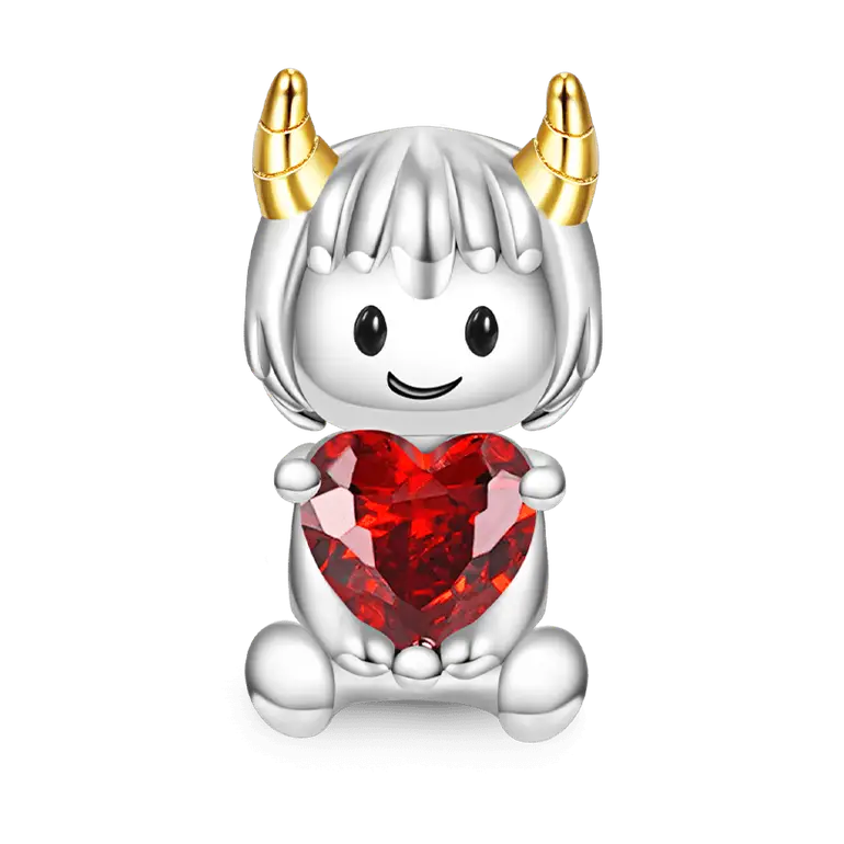 Gnoce Capricornus Zodiac Sign Embraces Heart Gem Charm