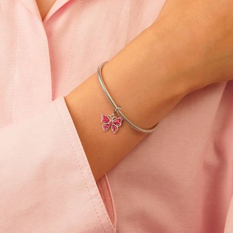 Gnoce Pink Butterfly Pendant Dangle Charm