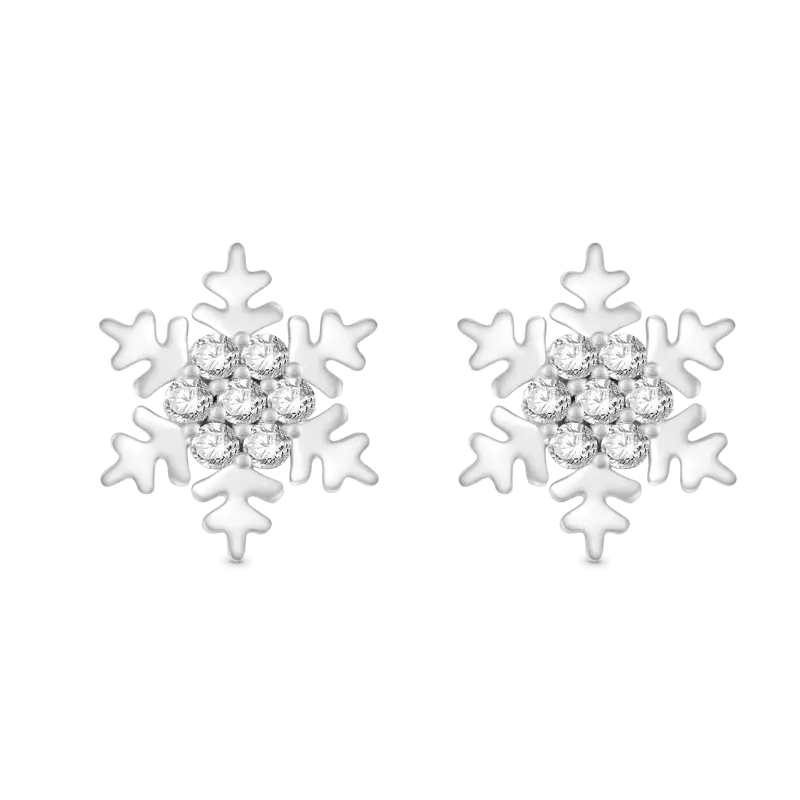 Gnoce Sparkling Snowflake Stud Earrings