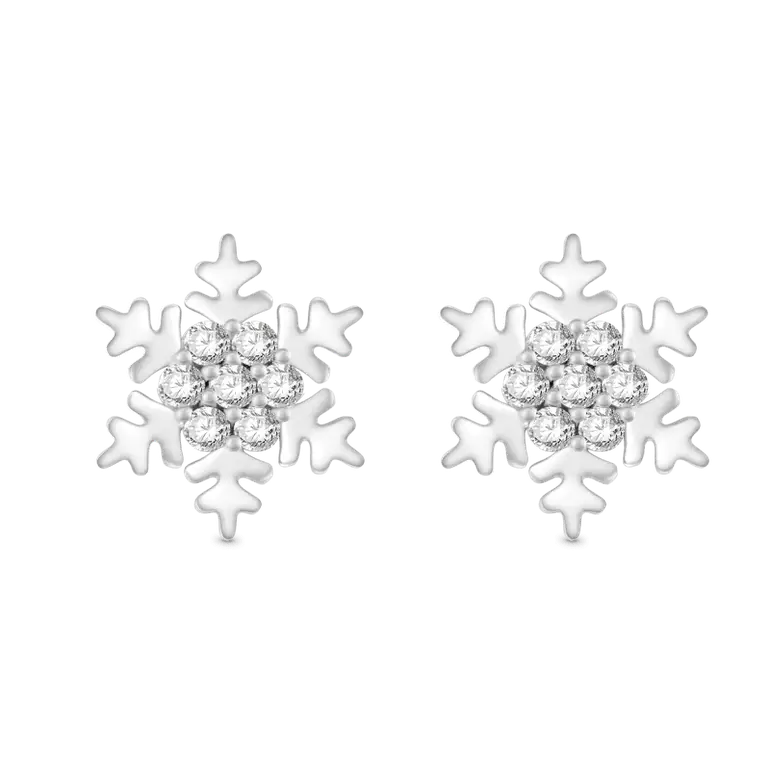 Gnoce Sparkling Snowflake Stud Earrings