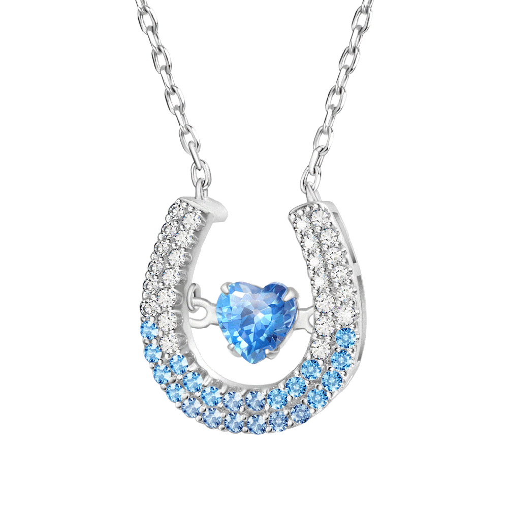 Gnoce Sparkling Pavé Horseshoe Dancing Pendant Necklaces