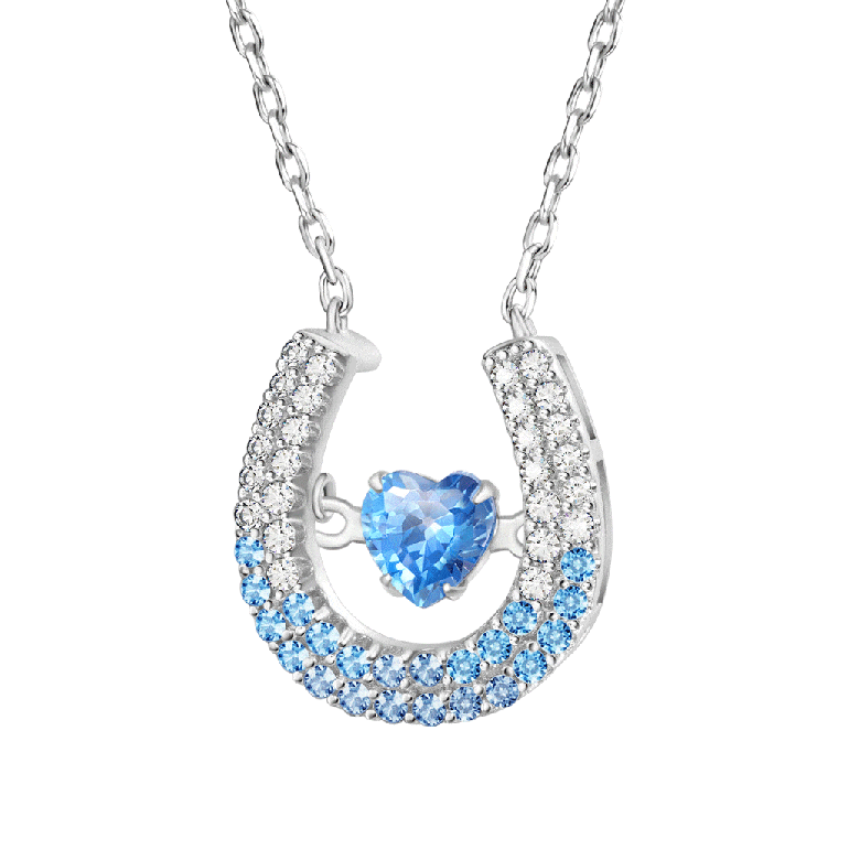Gnoce Sparkling Pavé Horseshoe Dancing Pendant Necklaces
