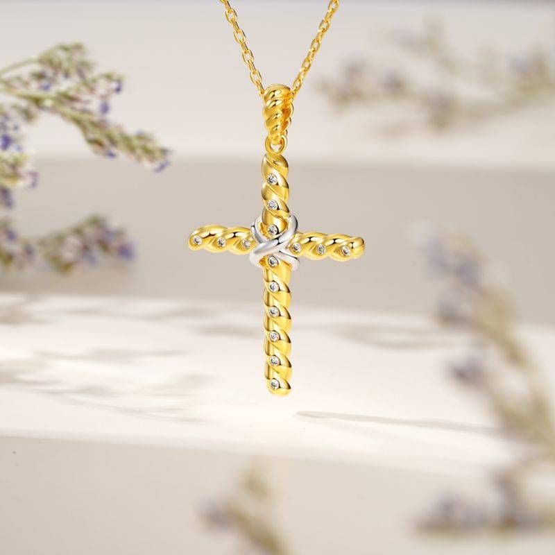 Gnoce Twisted Rope Cross Pendant Necklaces