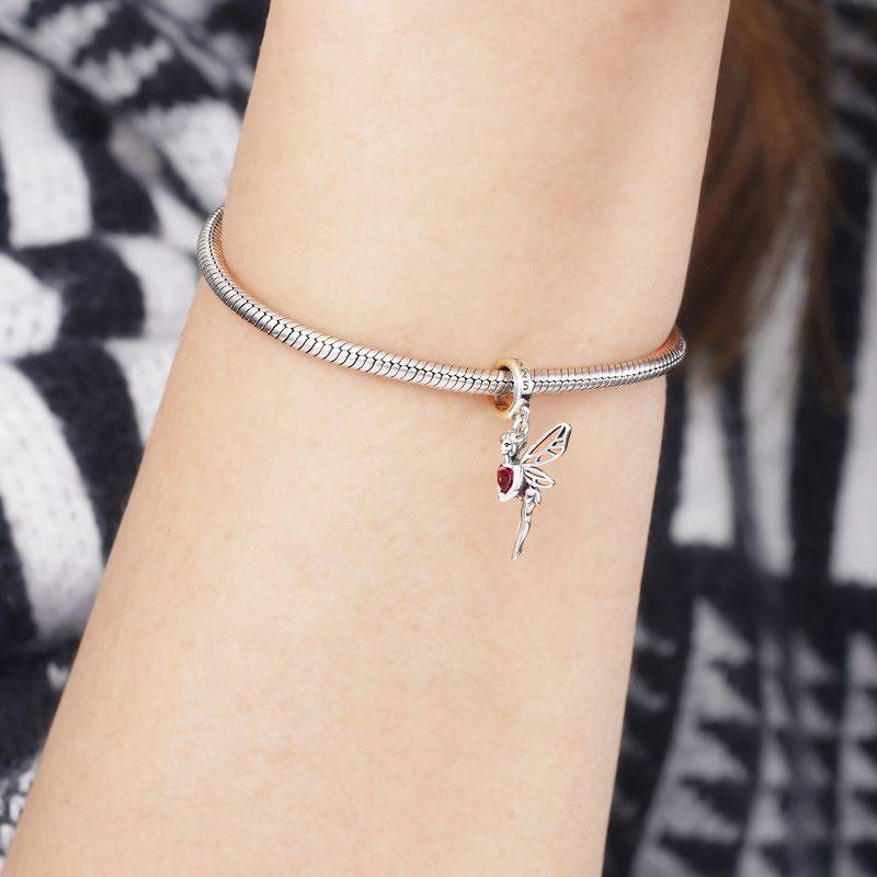 Gnoce Butterfly Fairy Embraces Heart Gem Pendant Dangle Charm
