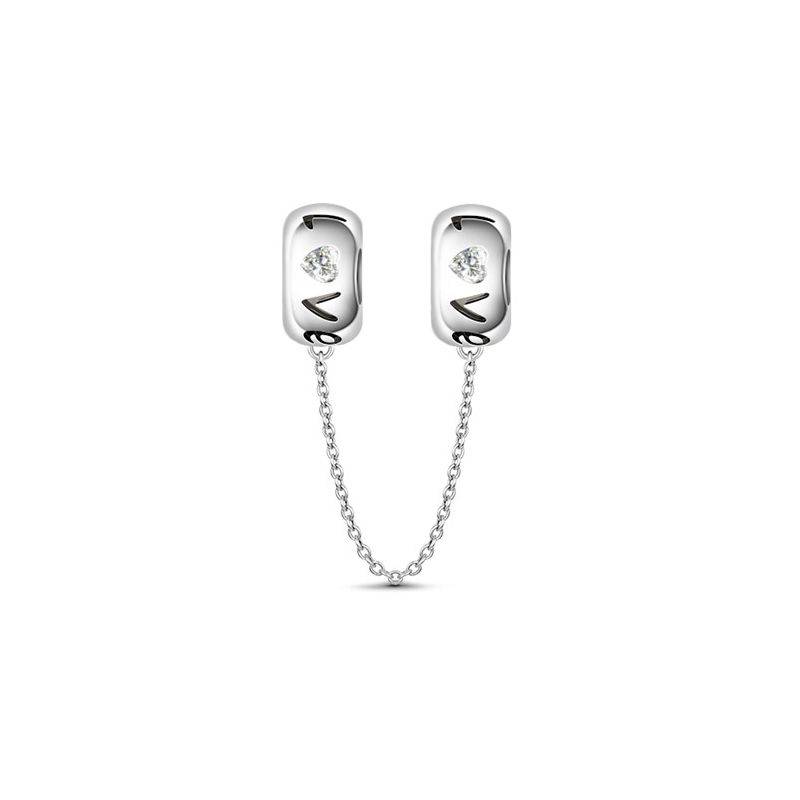 Sterling Silver Safety Chain Engraved with Love