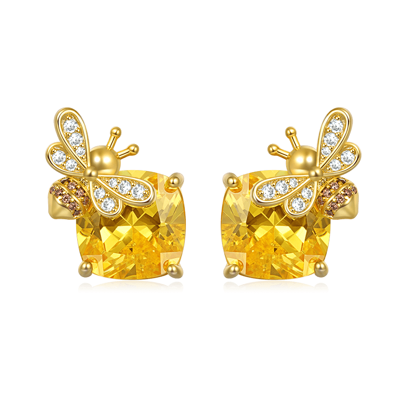 Gnoce Sparkling Honey Bee Stud Earrings