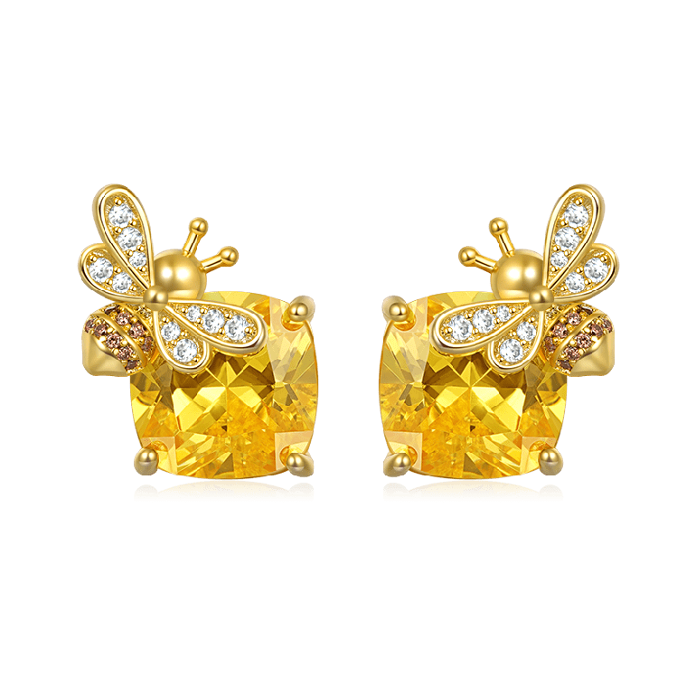 Gnoce Sparkling Honey Bee Stud Earrings