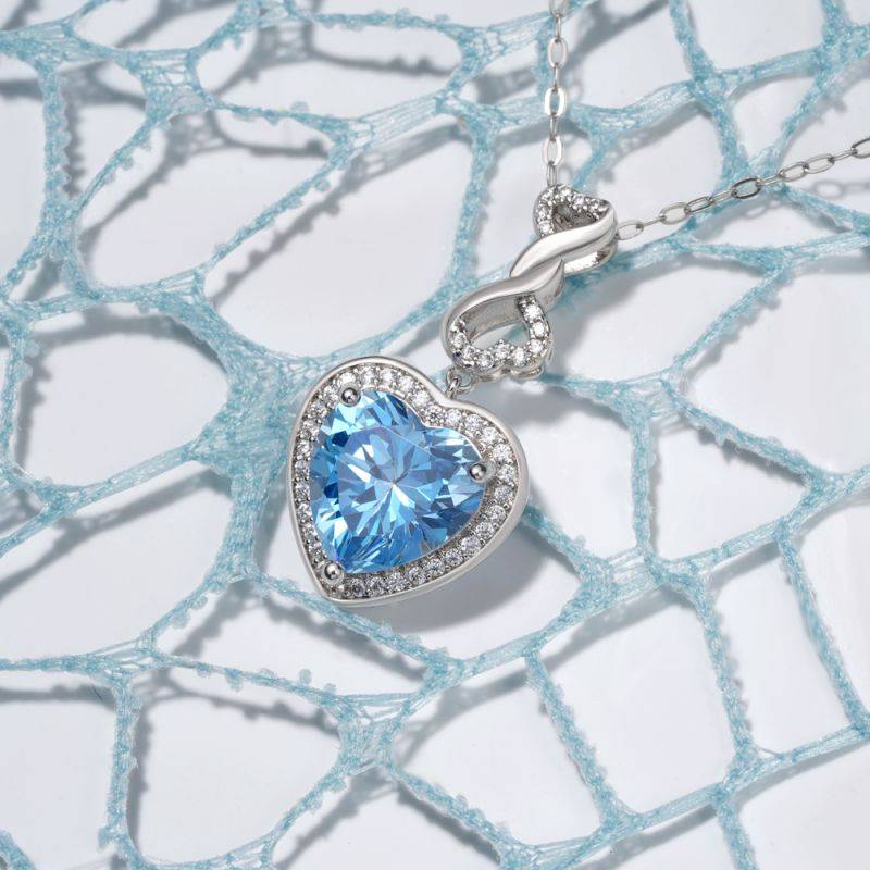 Gnoce Infinite Love Buckle Heart Birthstone Pendant Necklaces