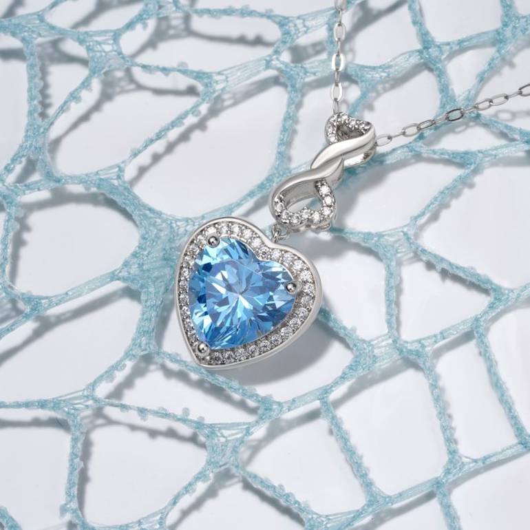 Gnoce Infinite Love Buckle Heart Birthstone Pendant Necklaces