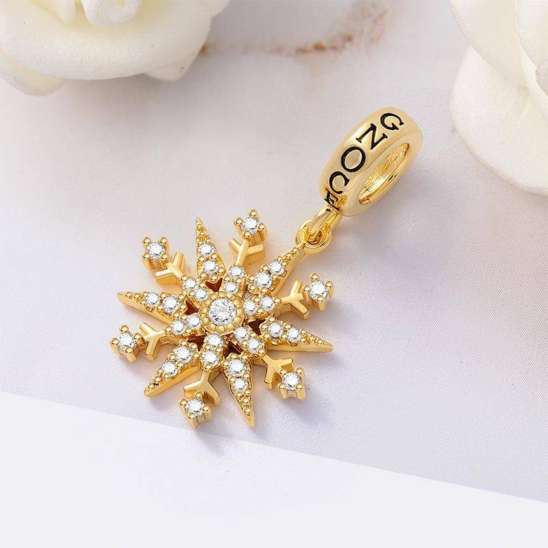 Snowflake Pendant Dangle Charm Sterling Silver 18k Gold Plated