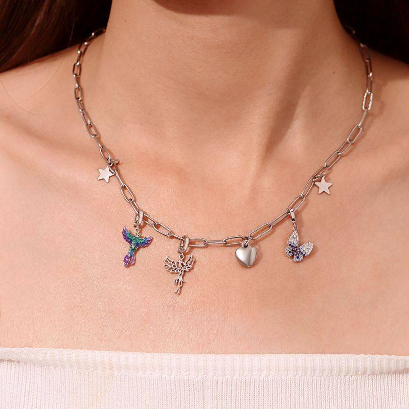 Gnoce Sterling Silver Phoenix Clasp Clusters Charm