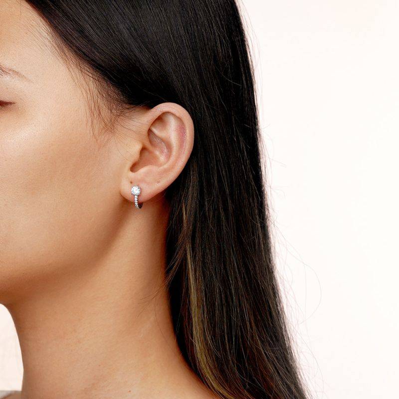 Gnoce Delicate Crystal Zircon Hoop Earrings