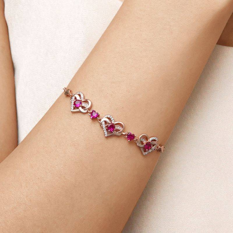 Gnoce Rose Gold Infinite Love Heart Birthstone Bracelets
