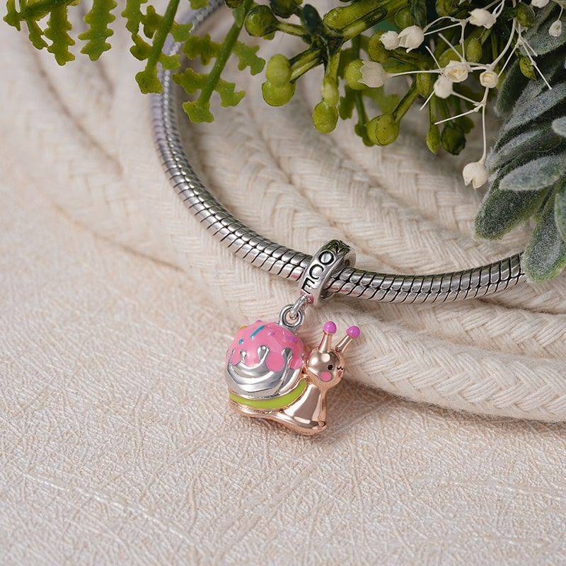 Pinky Snail Pendant Dangle Charm Sterling Silver 18K Rose Gold Plated