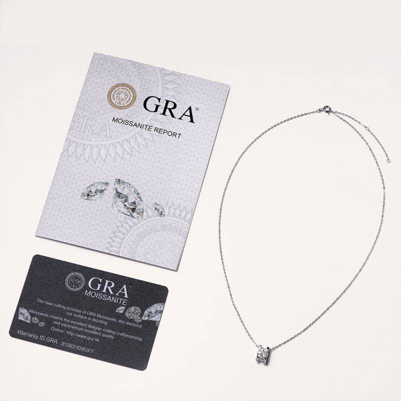 Gnoce Shiny 3CT Round VVS Moissanite Solitaire Necklaces
