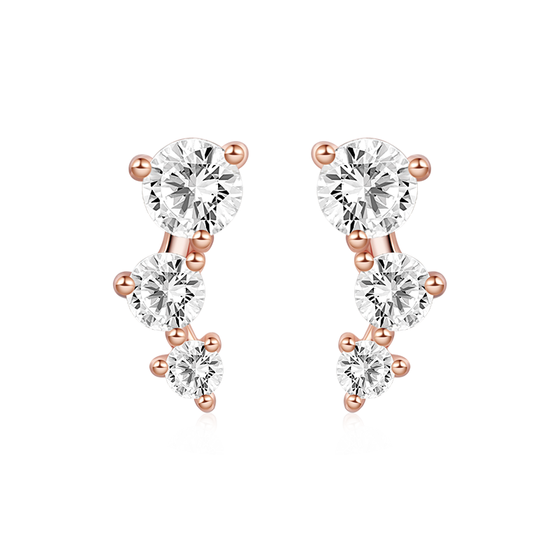 Gnoce Three Stone Stud Earrings