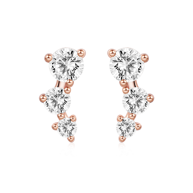 Gnoce Three Stone Stud Earrings