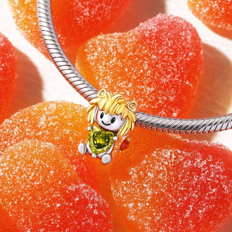 Gnoce Leo Zodiac Sign Embraces Heart Gem Charm