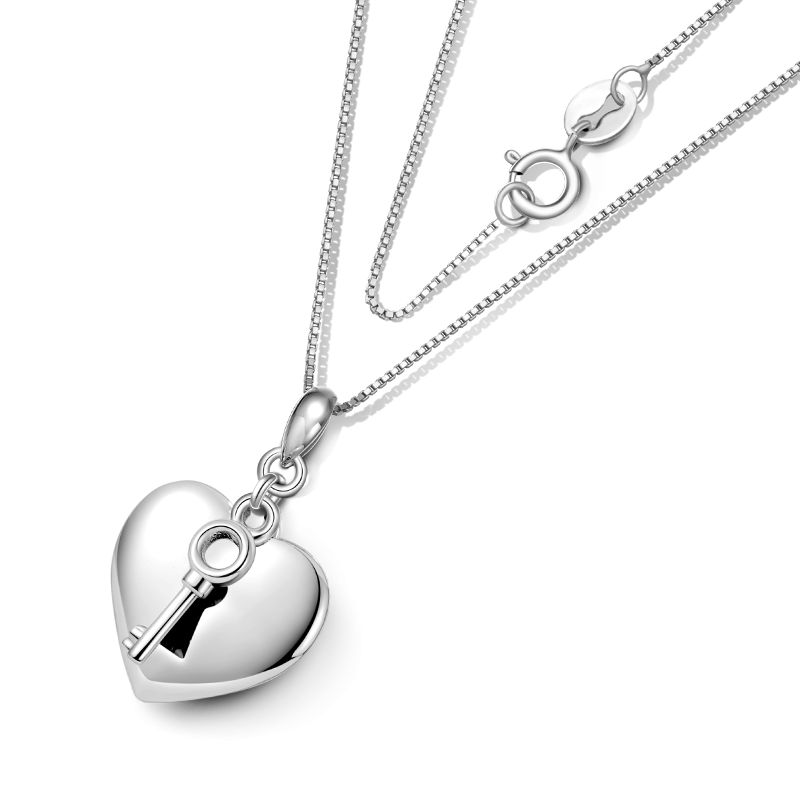 Gnoce Engravable Heart & Key Necklaces