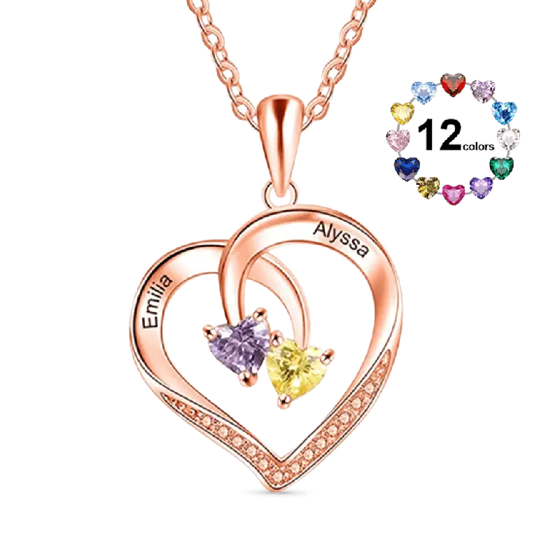 Gnoce Smart Heart Engravable Birthstone Necklaces
