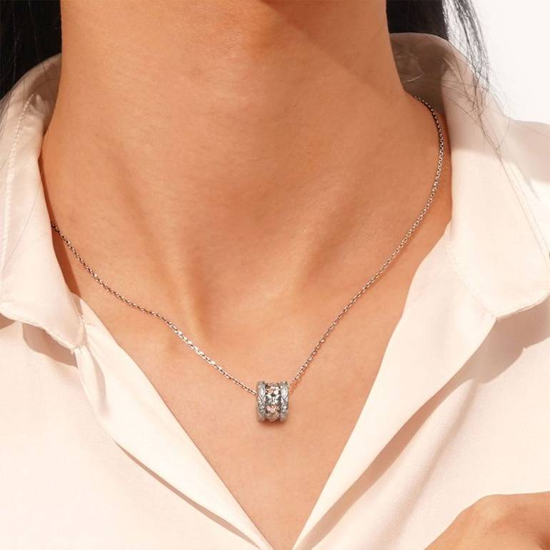 Gnoce Rose Gold Flower Butterfly Pendant Necklaces