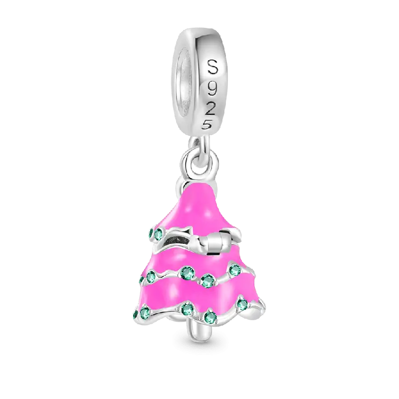 Gnoce Openable Surprise Christmas Pink Tree Pendant Dangle Charm