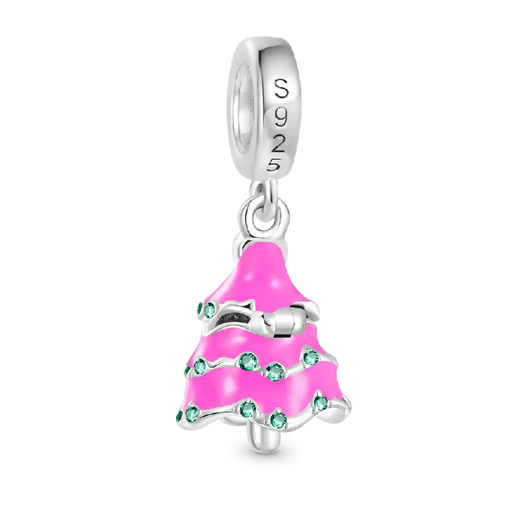 Gnoce Openable Surprise Christmas Pink Tree Pendant Dangle Charm