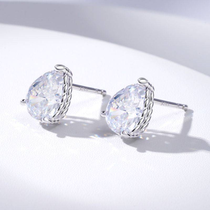 Gnoce Pear Cut Twisted Rope Studs Earrings